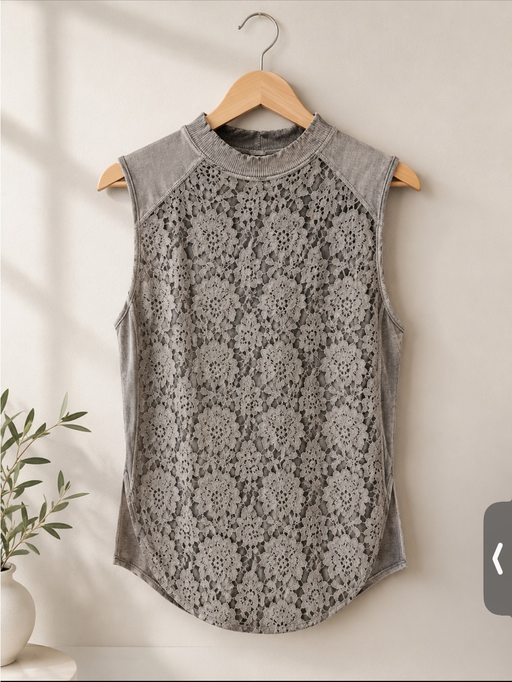 Diesel Elegant Lace Sleeveless Top - Gray size S